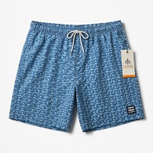 🆕Rainforest Swim Trunks Men’s Size M (30) Blue Fish Print Quick Dry Way Stretch